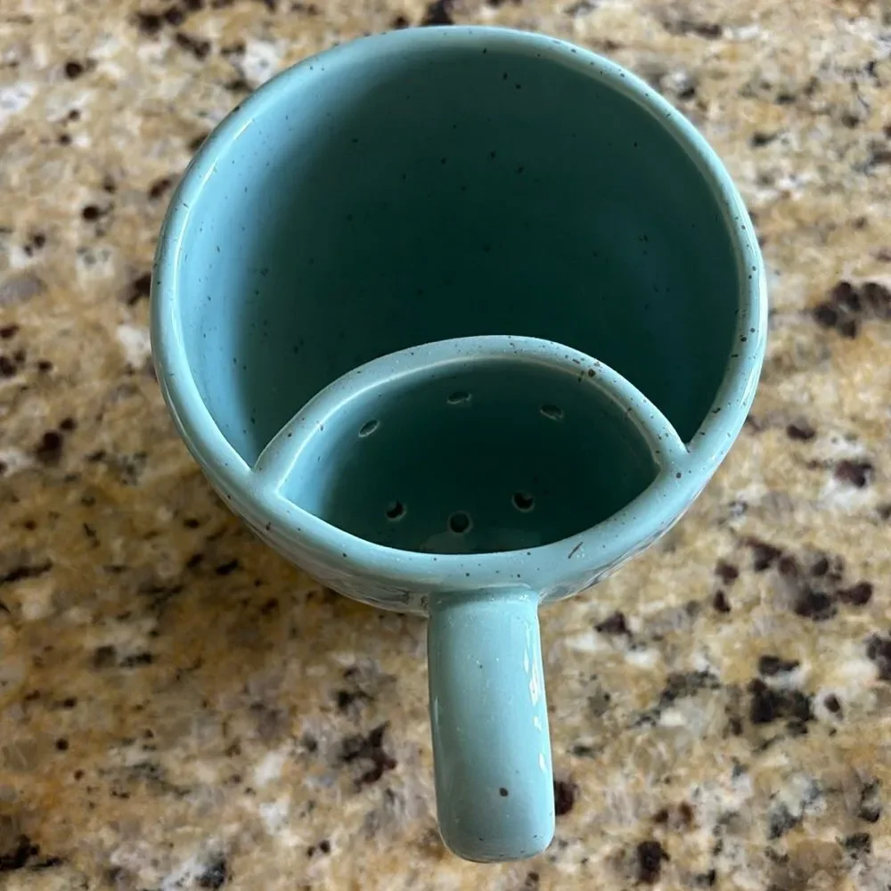 Grasslands Road Polka Dot Blue Teacup Mug With‎ Tea Bag Holder
